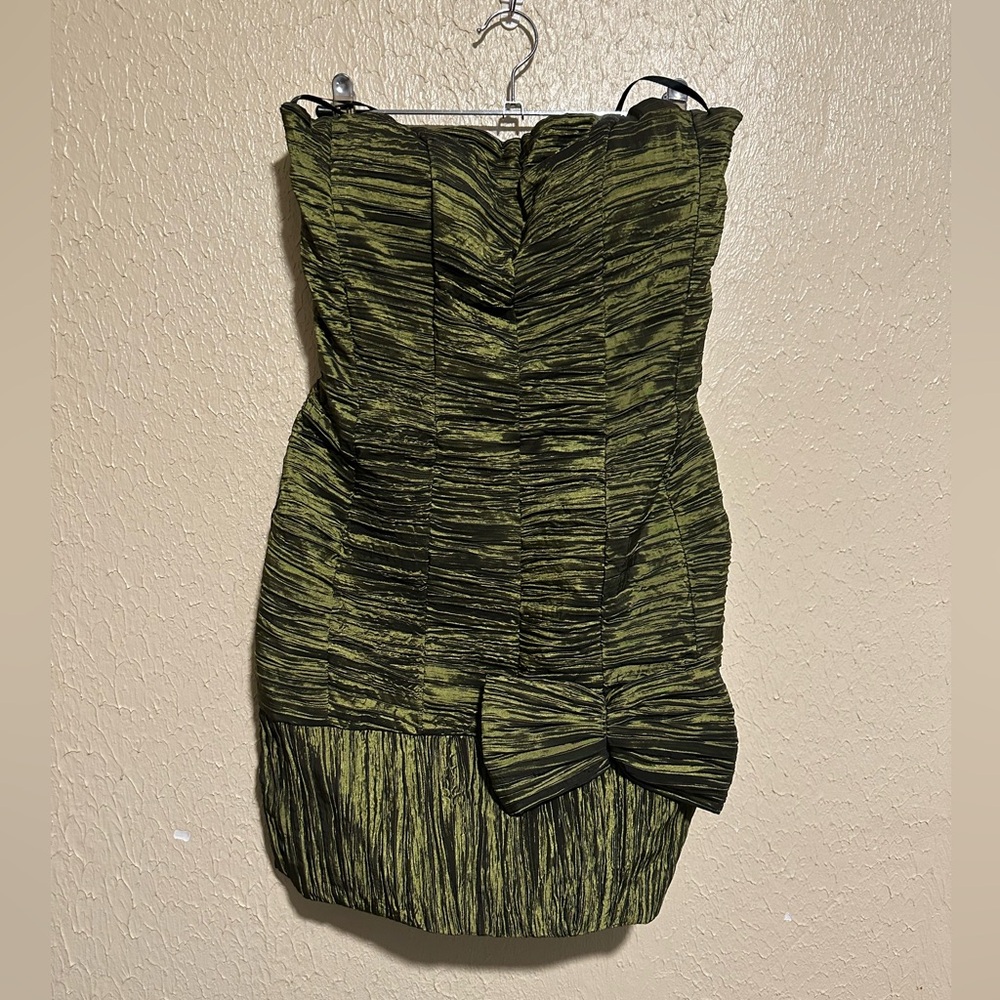 JESSICA McCLINTOCK Mini Dress Size 4 Strapless Ruched with‎ Bow